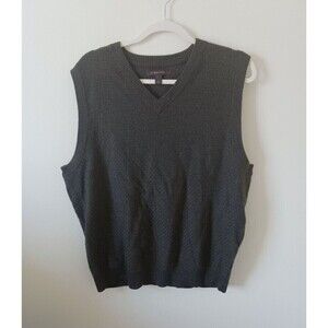 Nordstrom Mens 100% Extra Fine Merino Wool Sweater Vest V Neck Charcoal‎ Size L